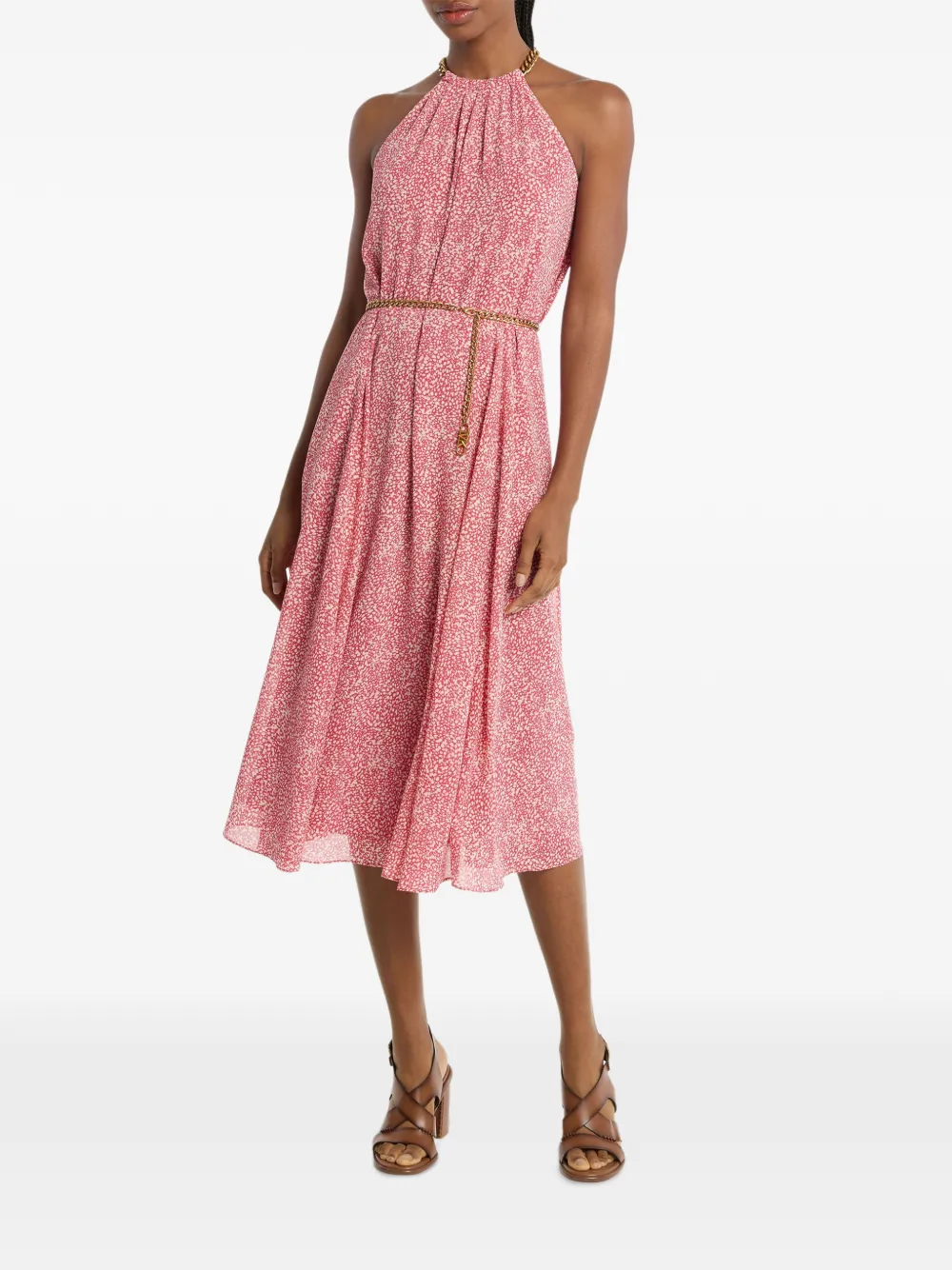 Michael Kors Neckholder-Midikleid mit Kettengürtel - Rosa