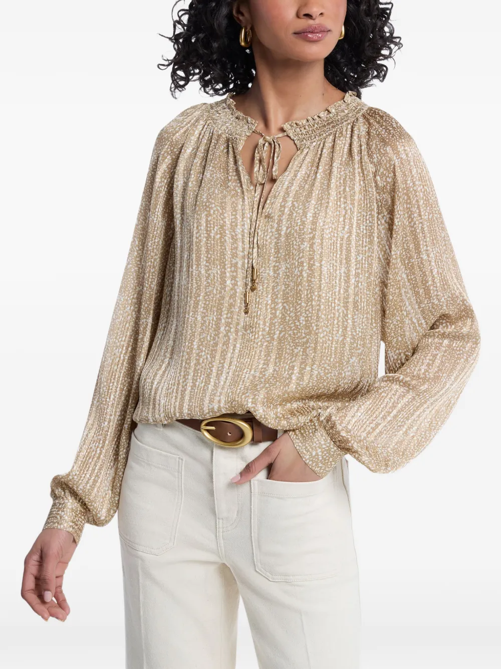 Michael Kors smocked tie-neck blouse - Toni neutri