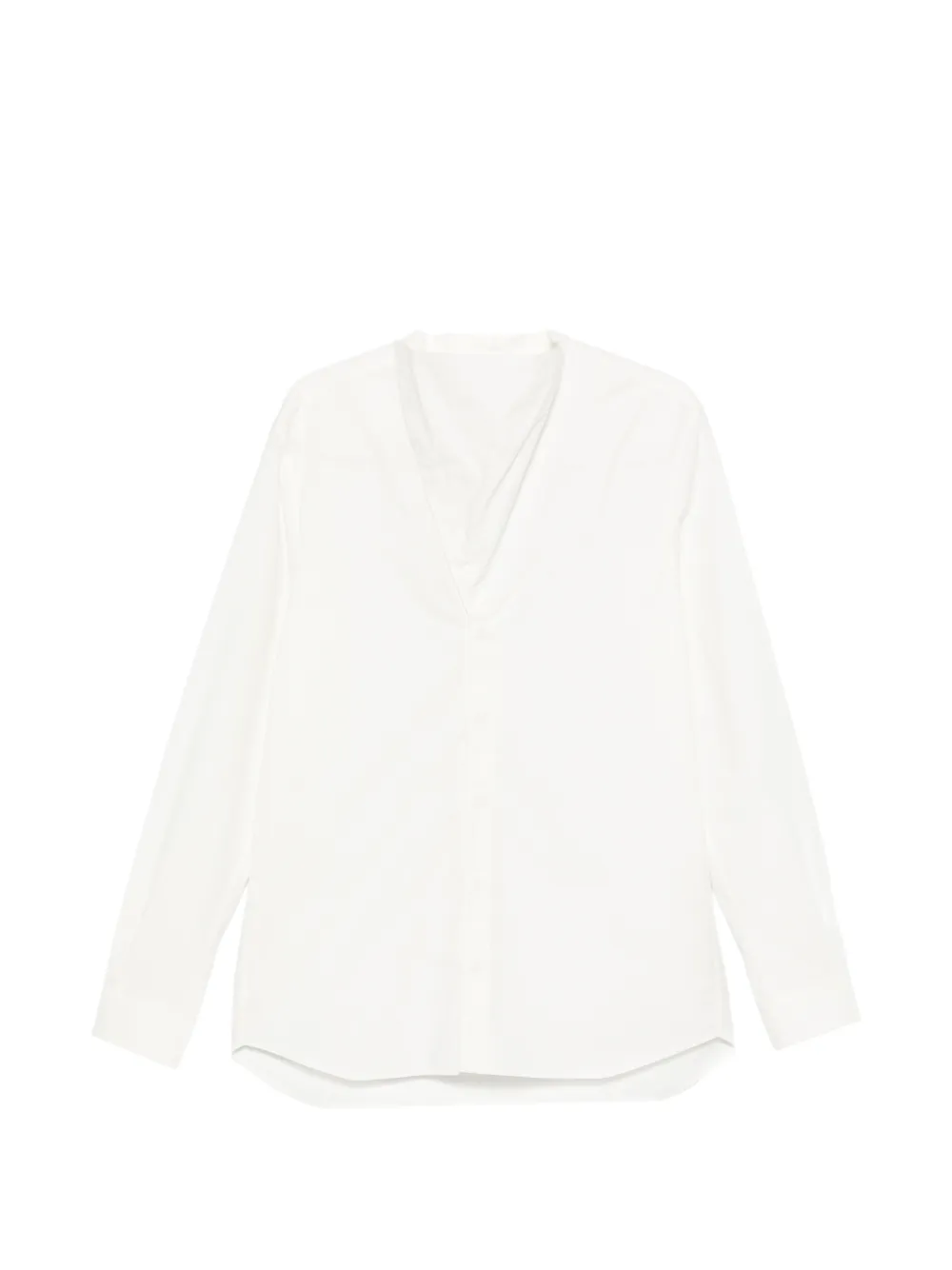 Rick Owens Island asymmetric-neck long-sleeved shirt - Weiß