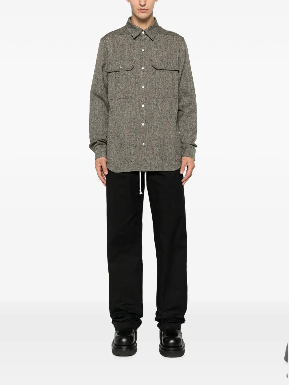 Rick Owens Overhemd met bandje op de achterkant Grijs