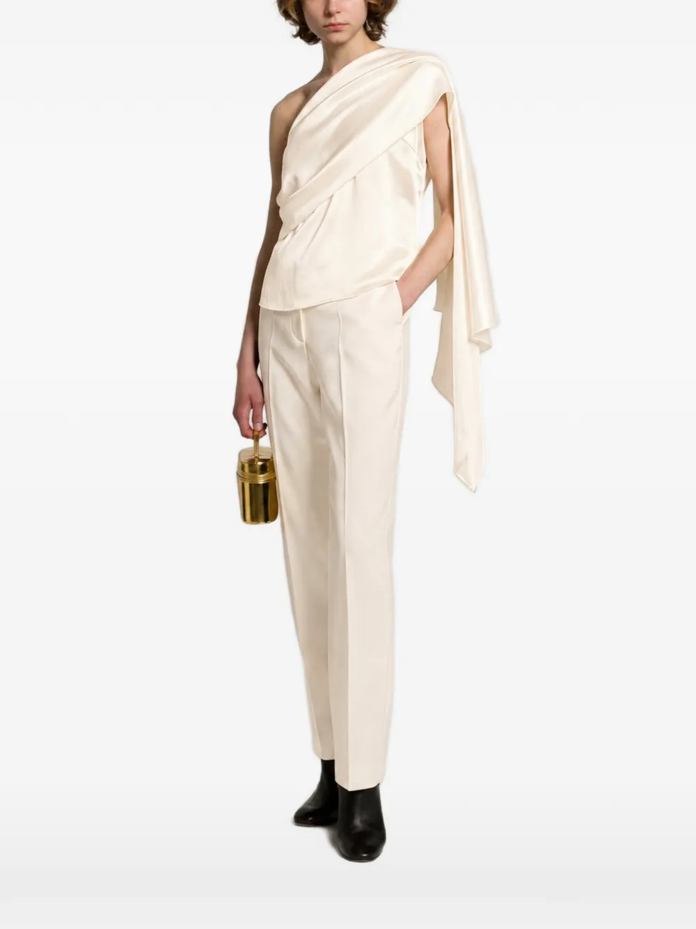 Alberta Ferretti one-shoulder draped blouse - White