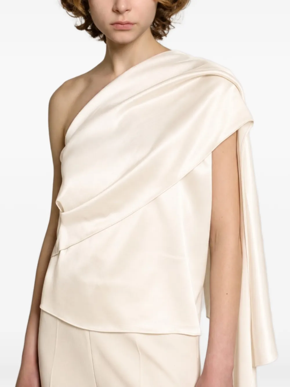 Alberta Ferretti Asymmetrische gedrapeerde blouse Wit