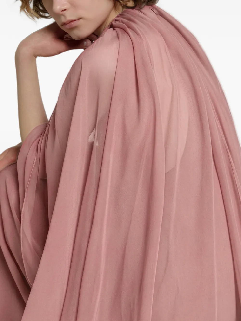 Alberta Ferretti maxi-jurk met cape en ruches Roze