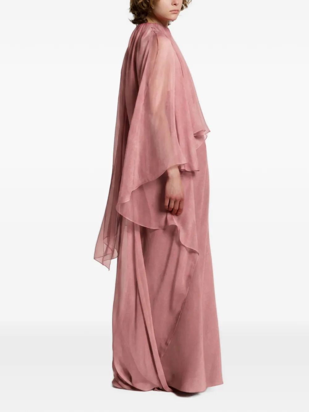 Alberta Ferretti maxi-jurk met cape en ruches Roze