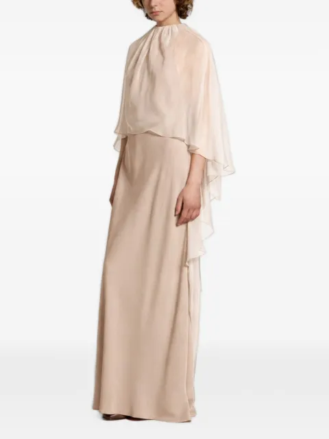 Alberta Ferretti chiffon-cape ruffled maxi dress
