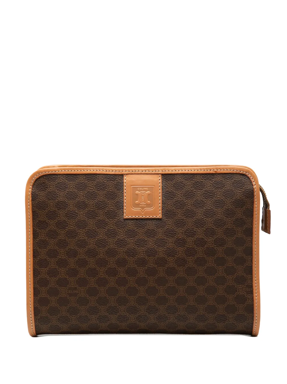 Pre-owned Celine 2015 Macadam Coated Canvas Clutch Bag In Brown