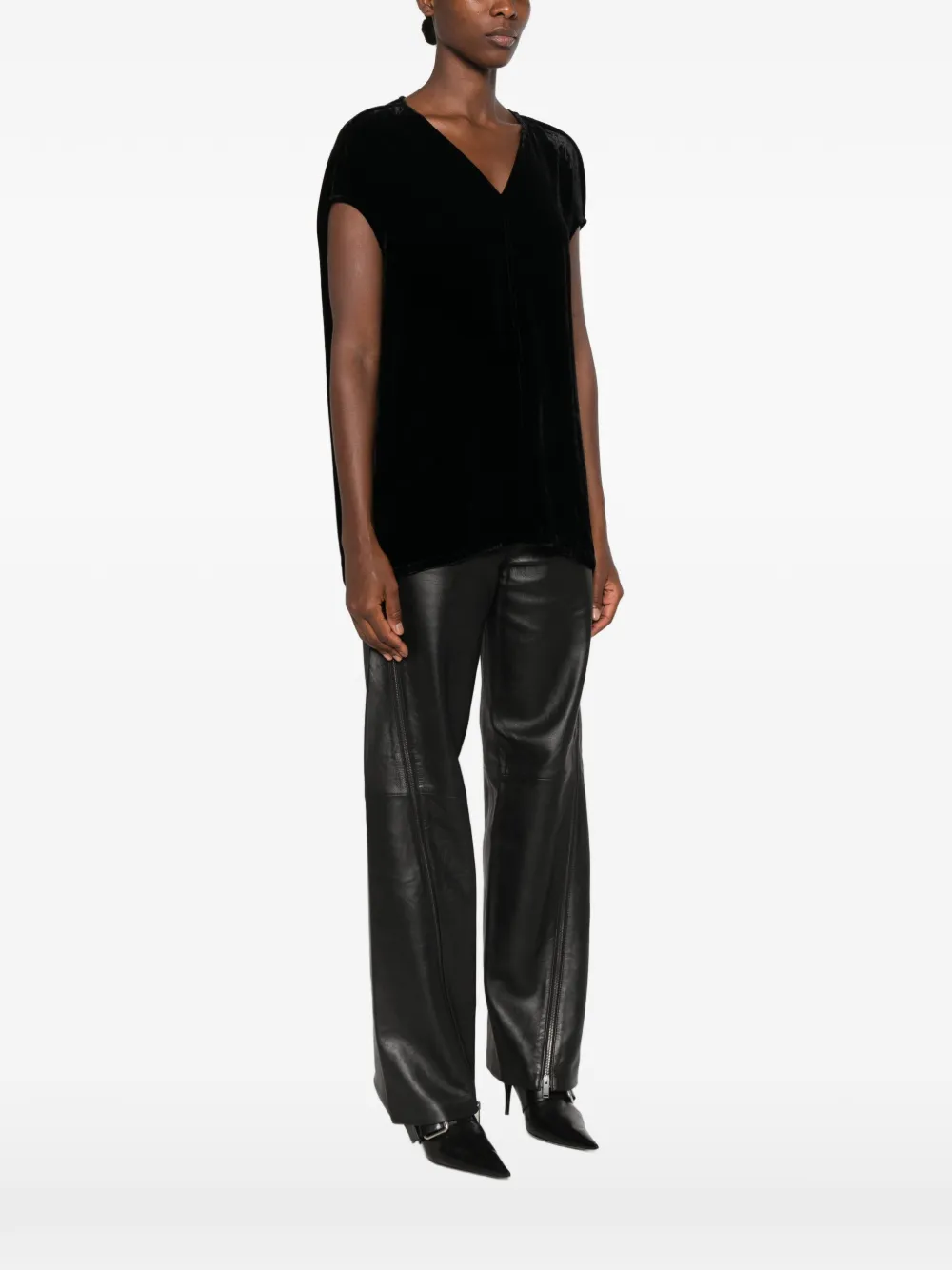 Rick Owens shirt met V-hals Zwart
