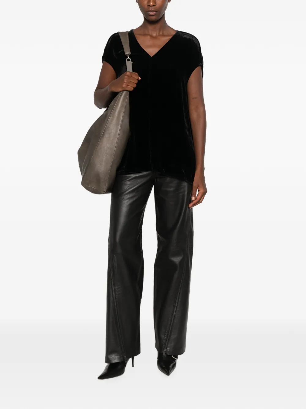 Rick Owens shirt met V-hals Zwart