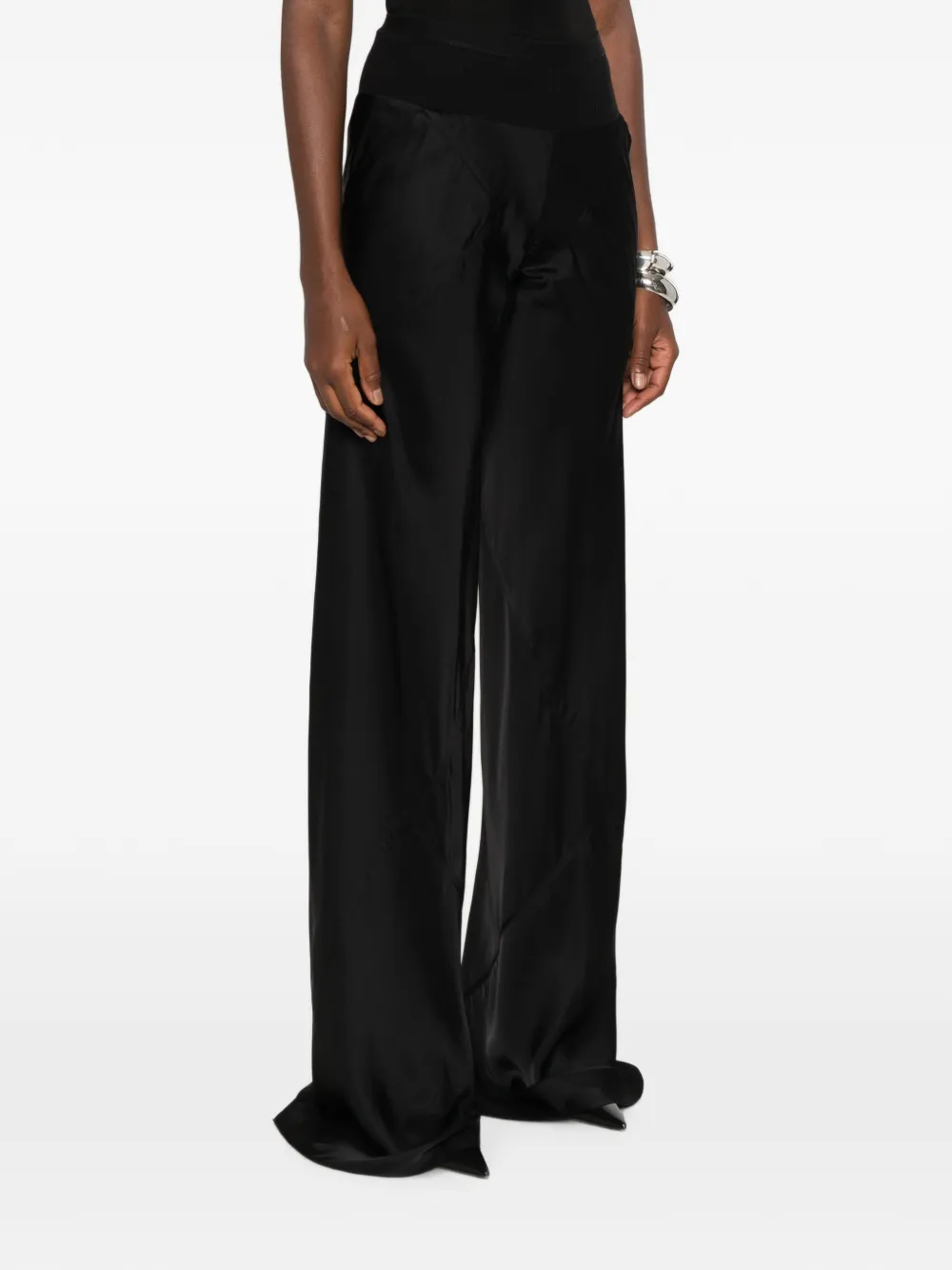 Rick Owens Bias broek met wijde pijpen en vlakken Zwart