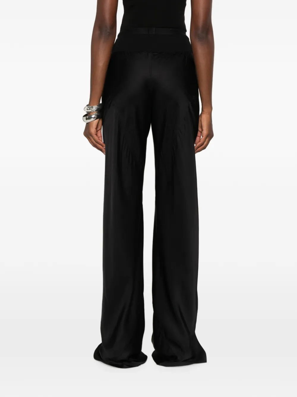 Rick Owens Bias broek met wijde pijpen en vlakken Zwart