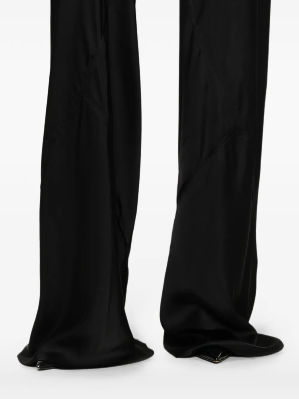 Rick Owens Bias broek met wijde pijpen en vlakken Zwart