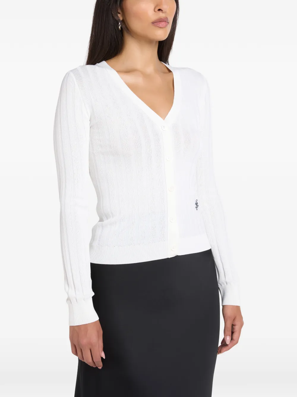 Sporty & Rich ribbed-knit logo-embroidered cardigan