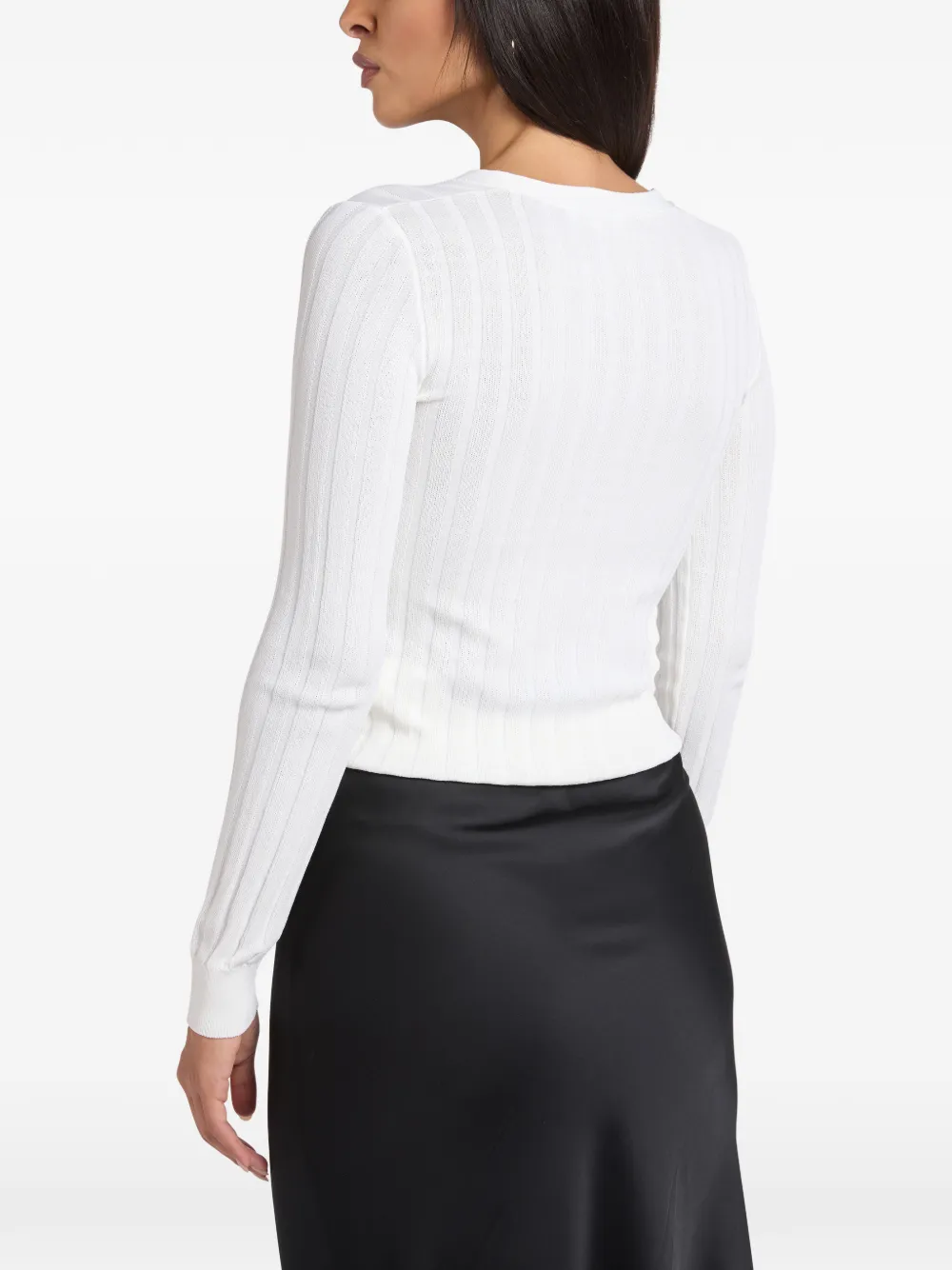 Sporty & Rich ribbed-knit logo-embroidered cardigan Wit
