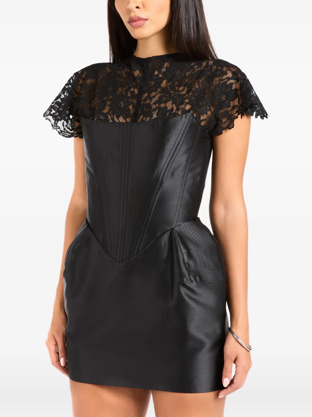 De La Vali Catalina lace-panelled corset-style mini dress