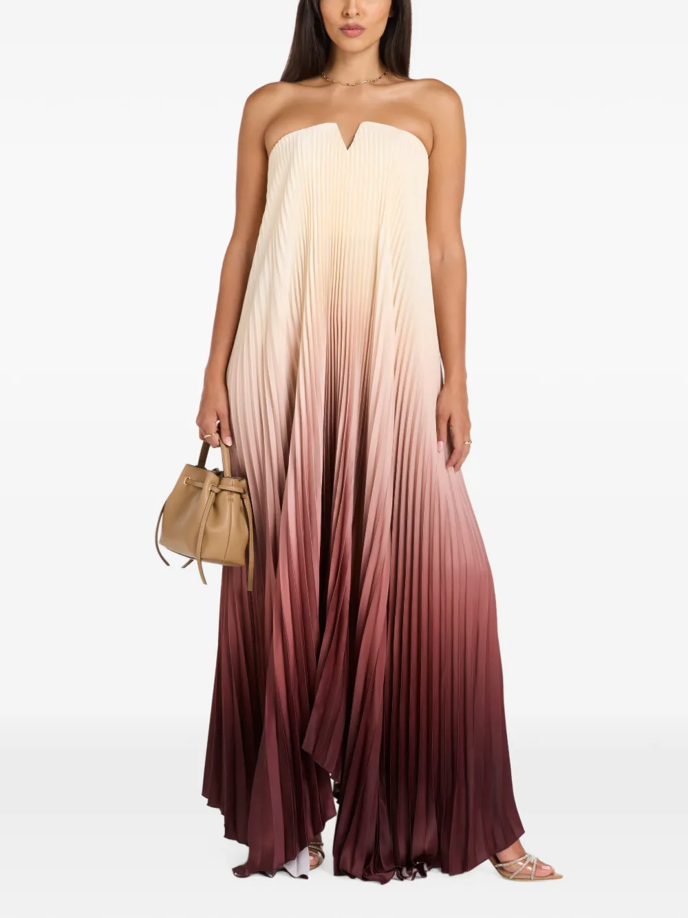 L'IDÉE pleated ombré-effect maxi dress