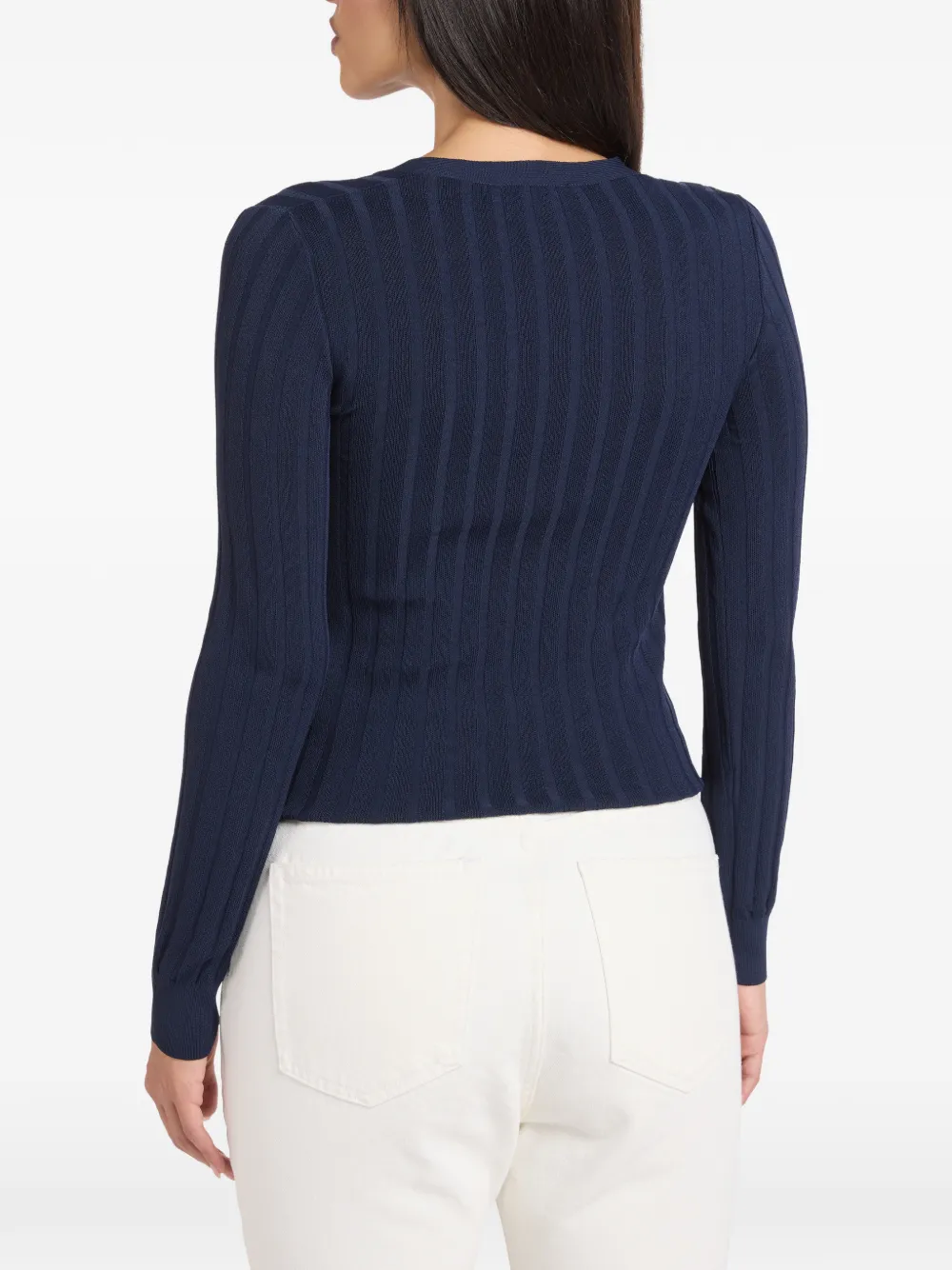 Sporty & Rich ribbed-knit V-neck cardigan Blauw