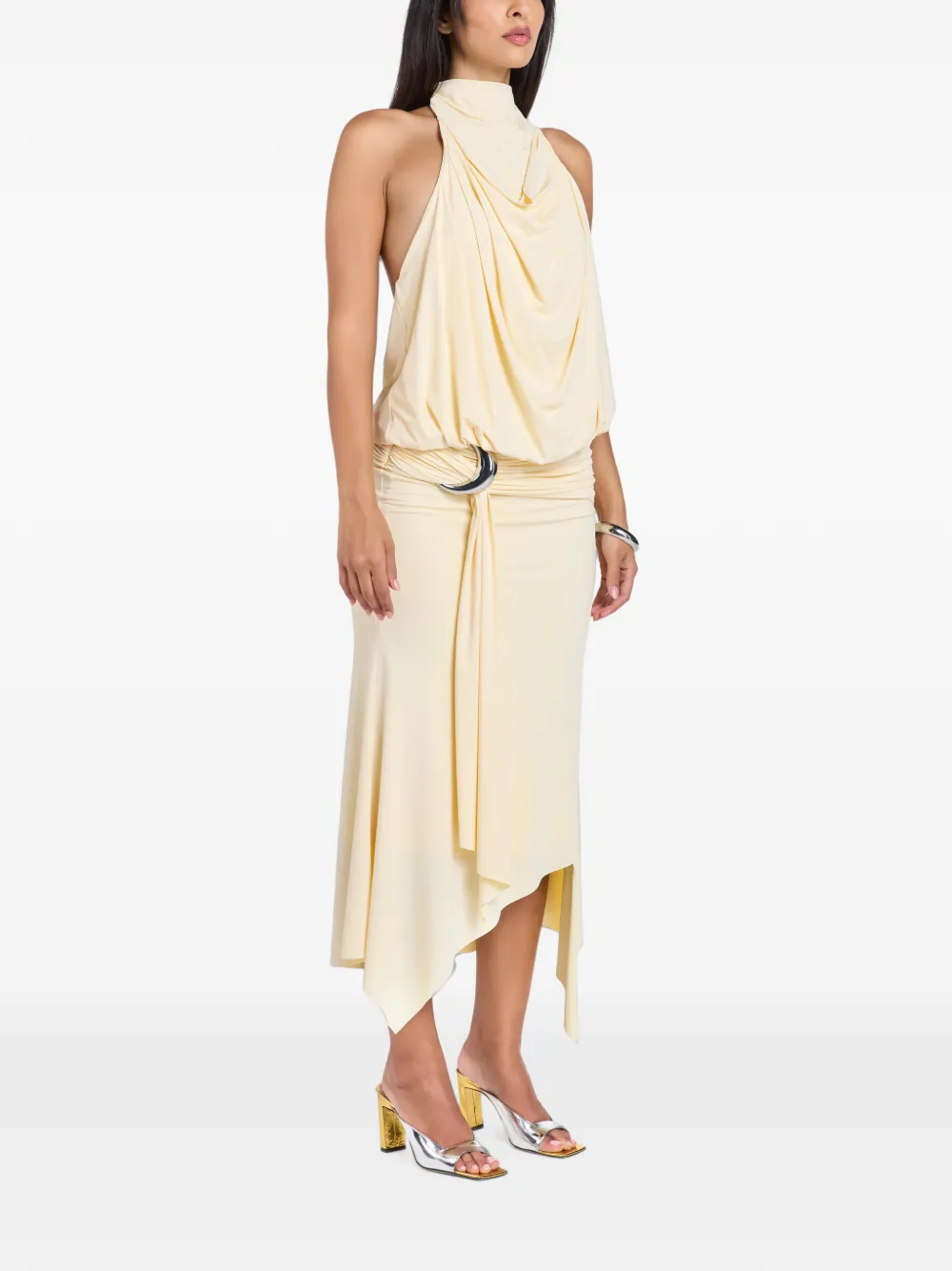 De La Vali Vida draped asymmetric midi dress