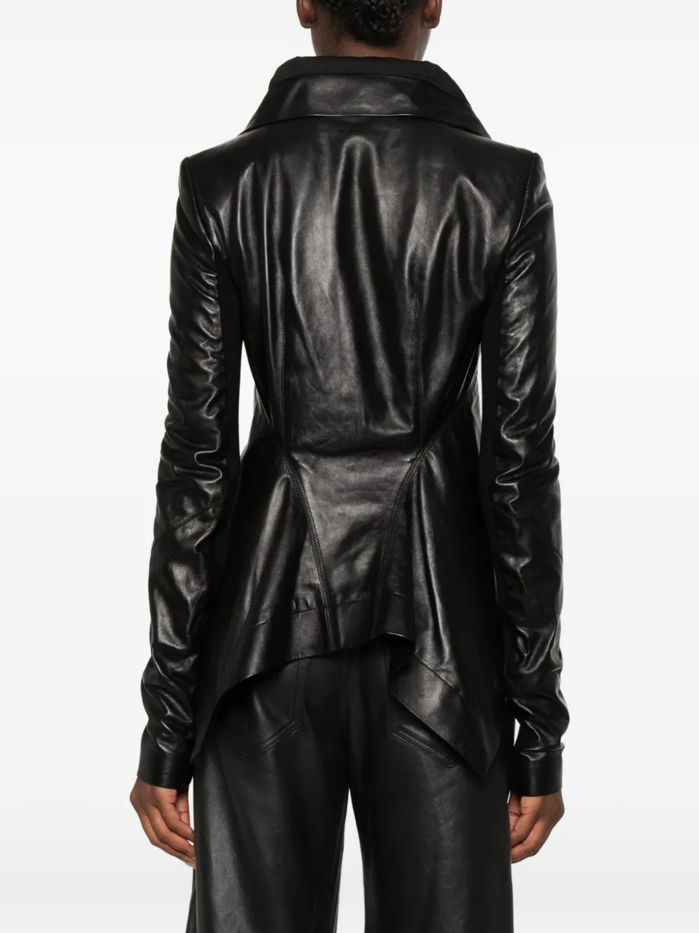 Rick Owens Leren jack met lange mouwen Zwart