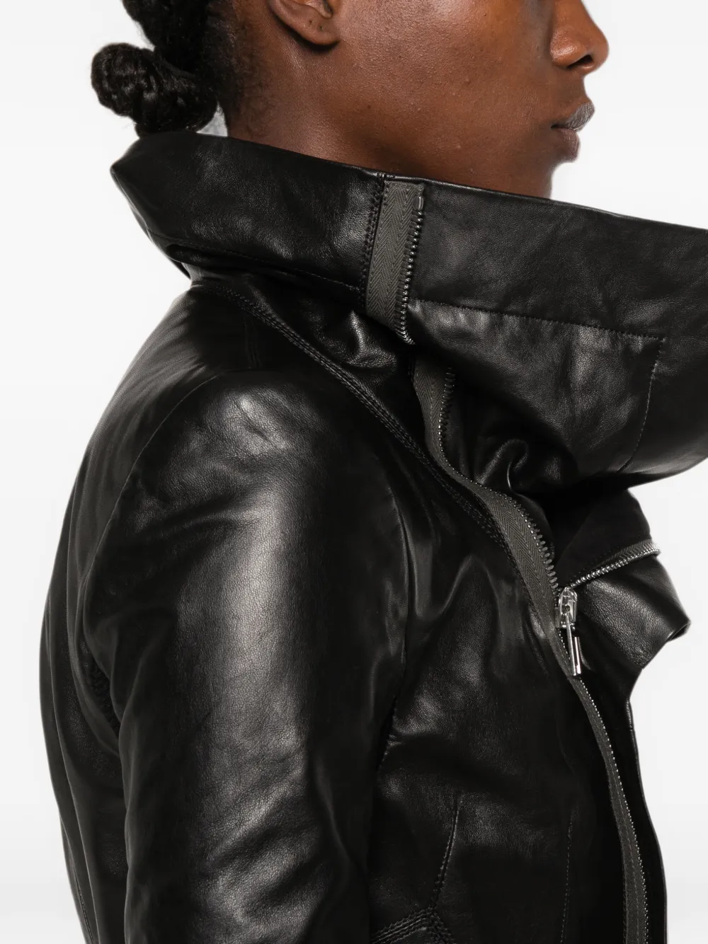 Rick Owens Leren jack met lange mouwen Zwart