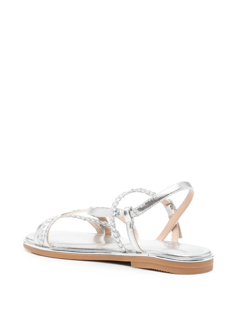 LIU JO Ylenia 01 braided metallic-effect sandals Zilver