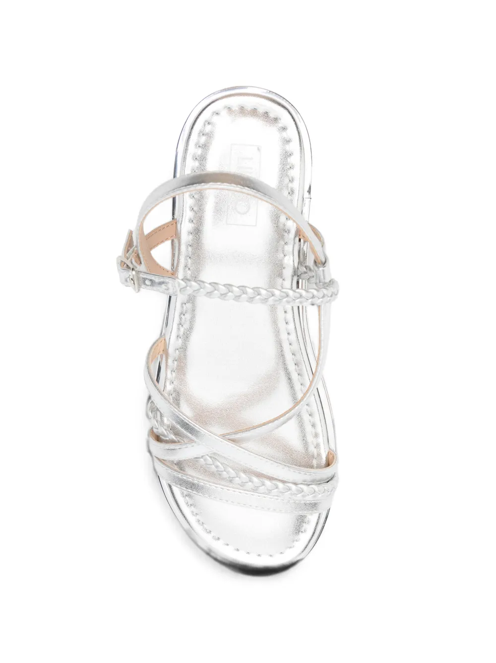 LIU JO Ylenia 01 braided metallic-effect sandals Zilver