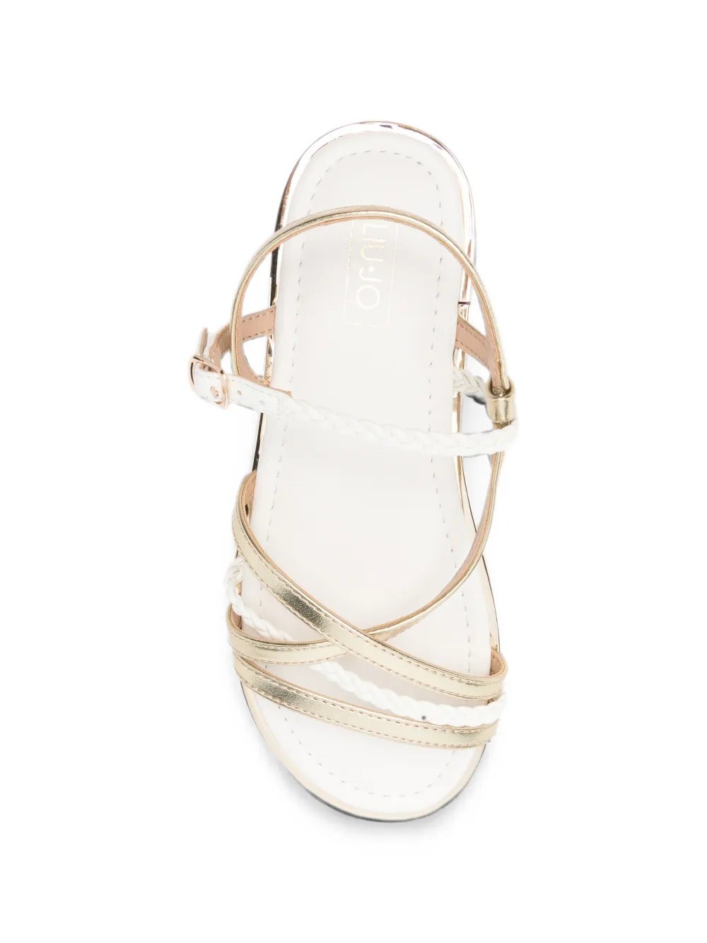 LIU JO Ylenia 01 braided-strap metallic sandals Goud