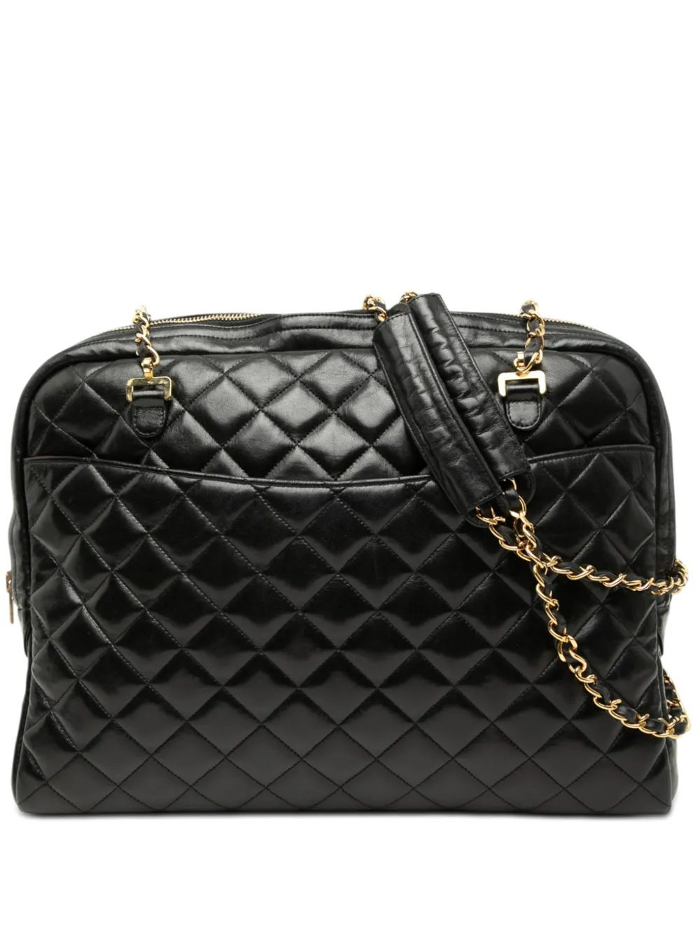 CHANEL Pre-Owned 1989-1991 Quilted Lambskin Chain shoulder bag - Black