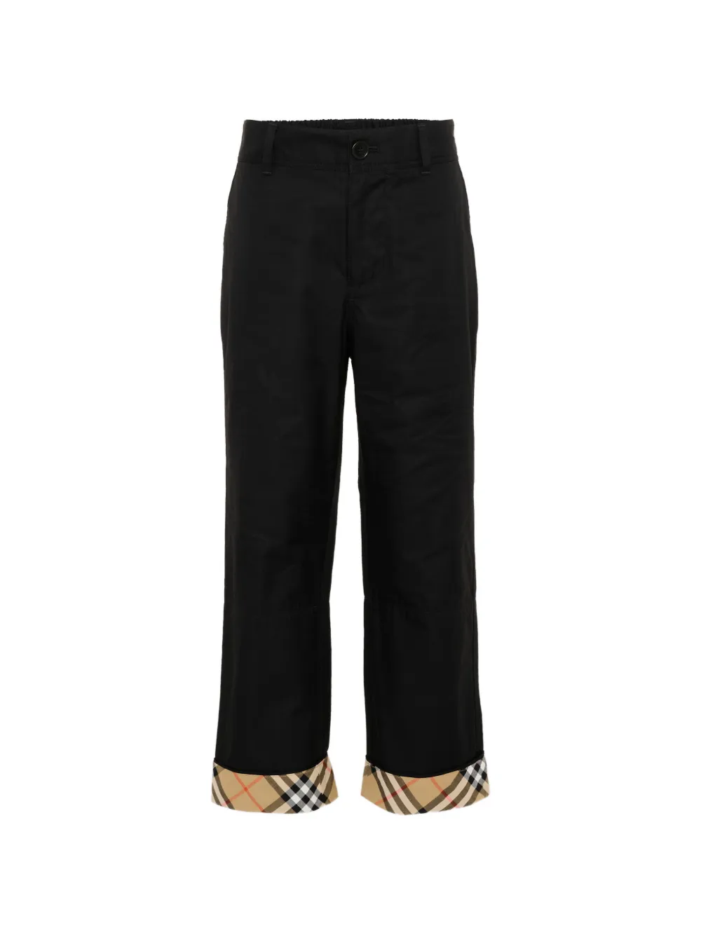 Burberry Kids Pantaloni con orli a quadri - Nero