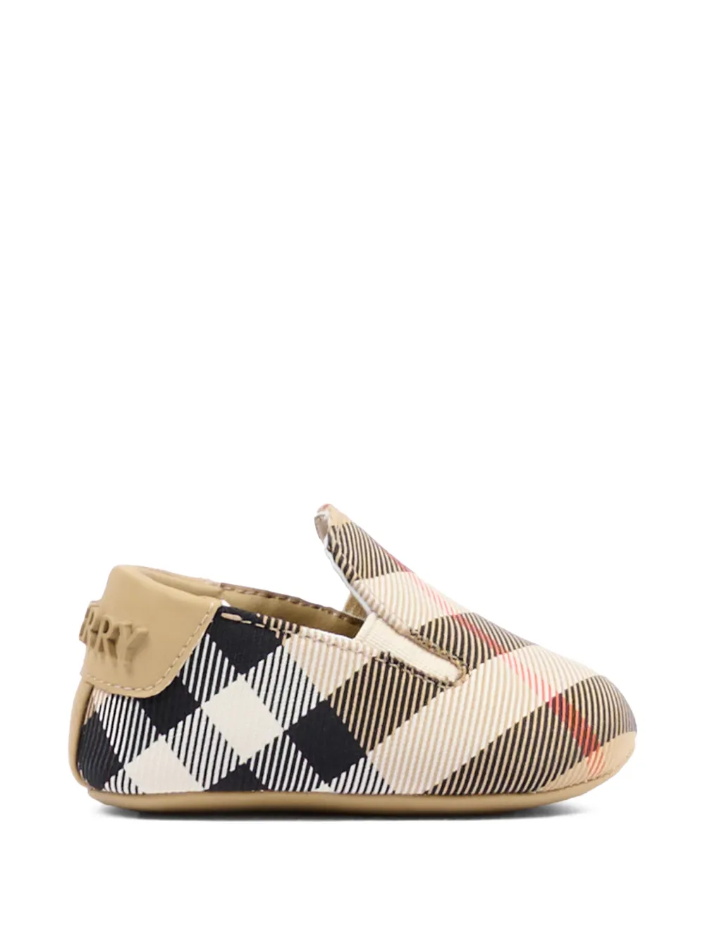 Burberry Kids check-pattern pre-walkers - Nude