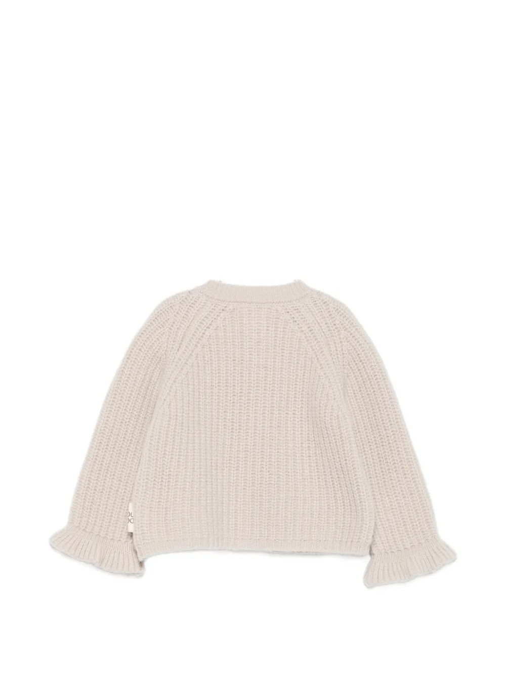Douuod Kids Grofgebreid vest met ruches Beige