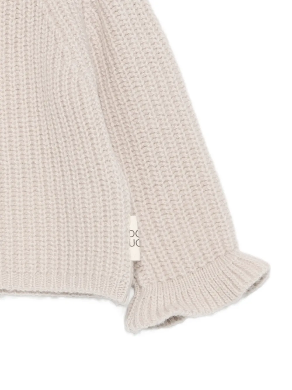 Douuod Kids Grofgebreid vest met ruches Beige