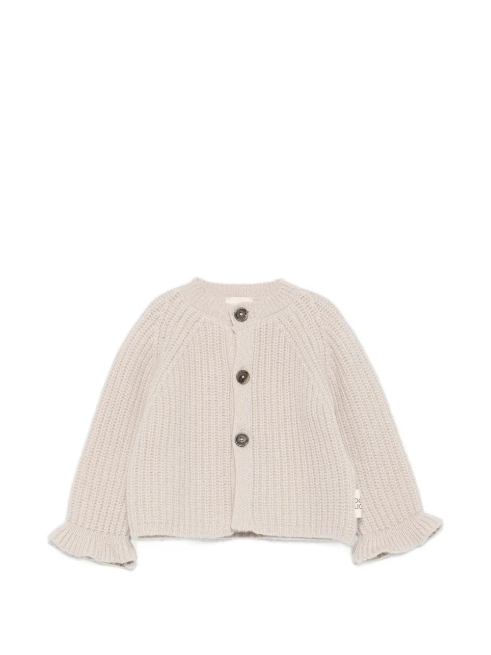 Douuod Kids ruffle-cuff chunky-knit cardigan - Toni neutri