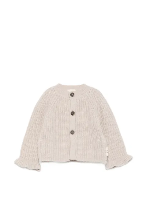 Douuod Kids ruffle-cuff chunky-knit cardigan