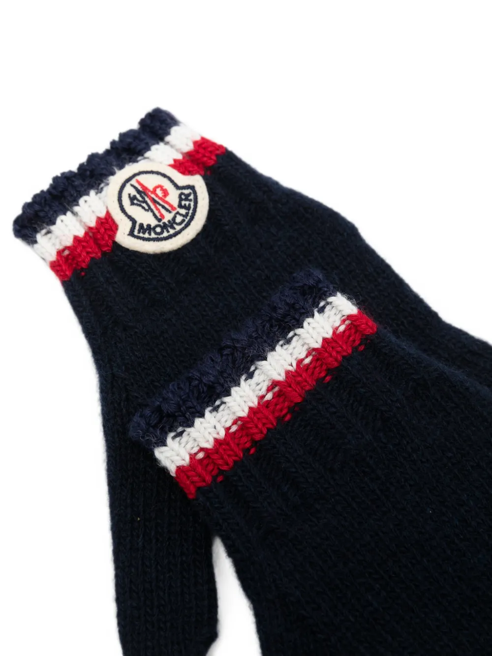 Moncler Enfant Ribgebreide sjaal en handschoenen met logo-patch Blauw
