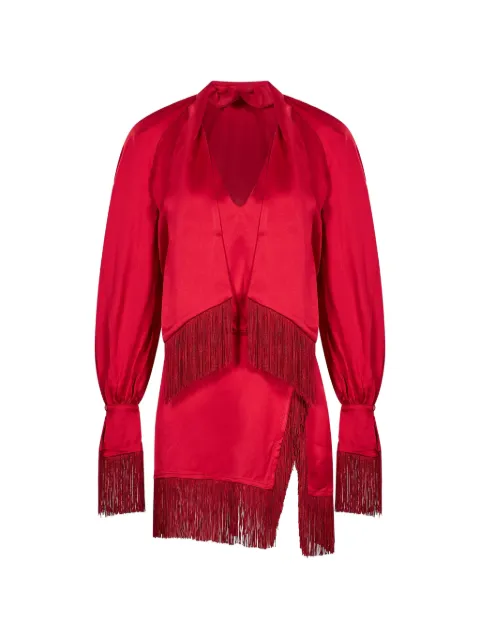 Rowen Rose fringe-trimmed raglan-sleeve mini dress