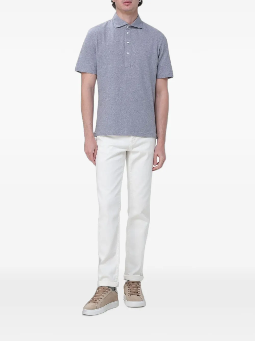 Brunello Cucinelli Katoenen poloshirt met korte mouwen Grijs