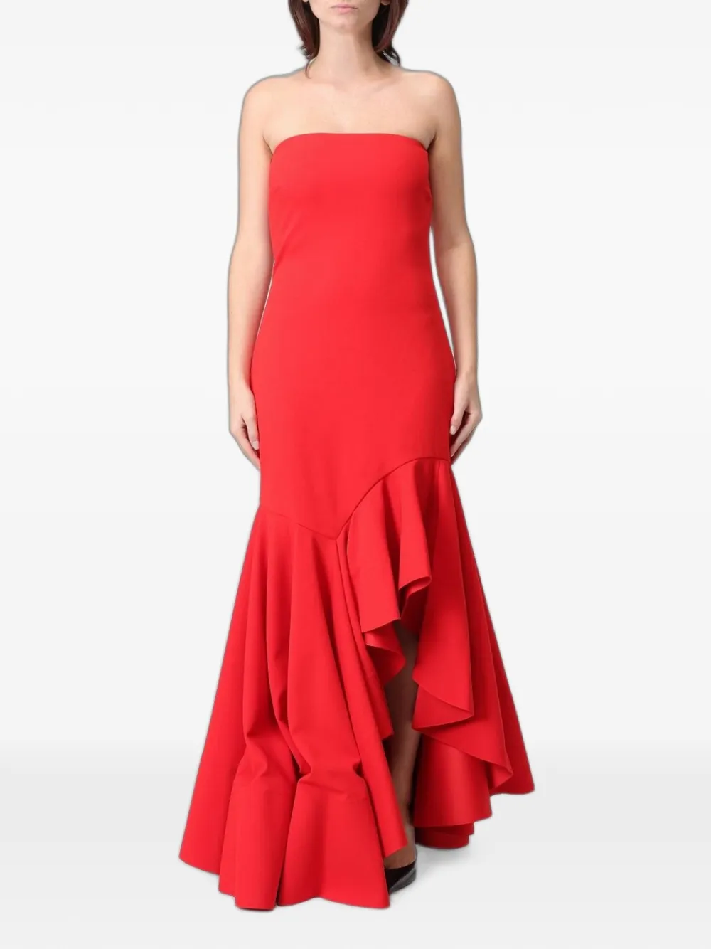 Solace London Abito Hani senza spalline con ruches - Rosso