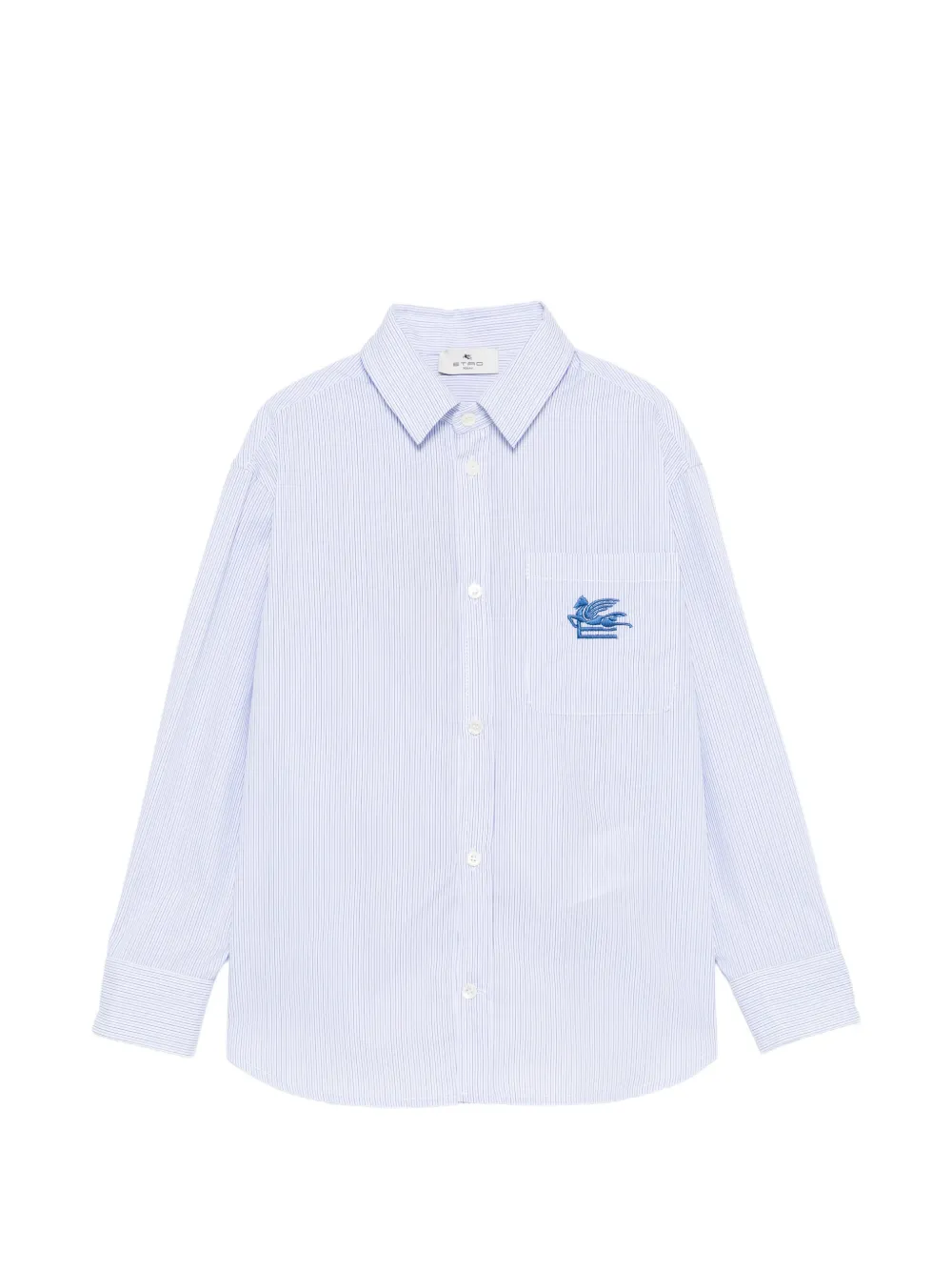 ETRO KIDS Pegaso-embroidered striped shirt - Blu