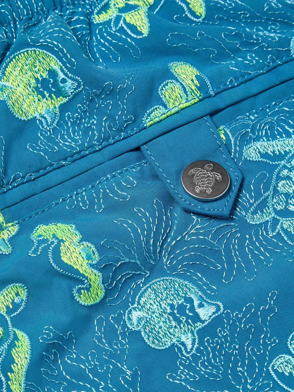 Vilebrequin Zwembroek met borduurwerk en trekkoord Blauw