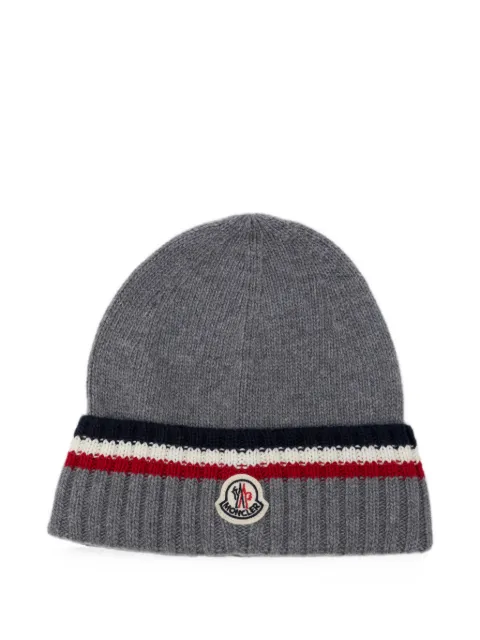 Moncler Enfant gorro con parche del logo y detalle de rayas