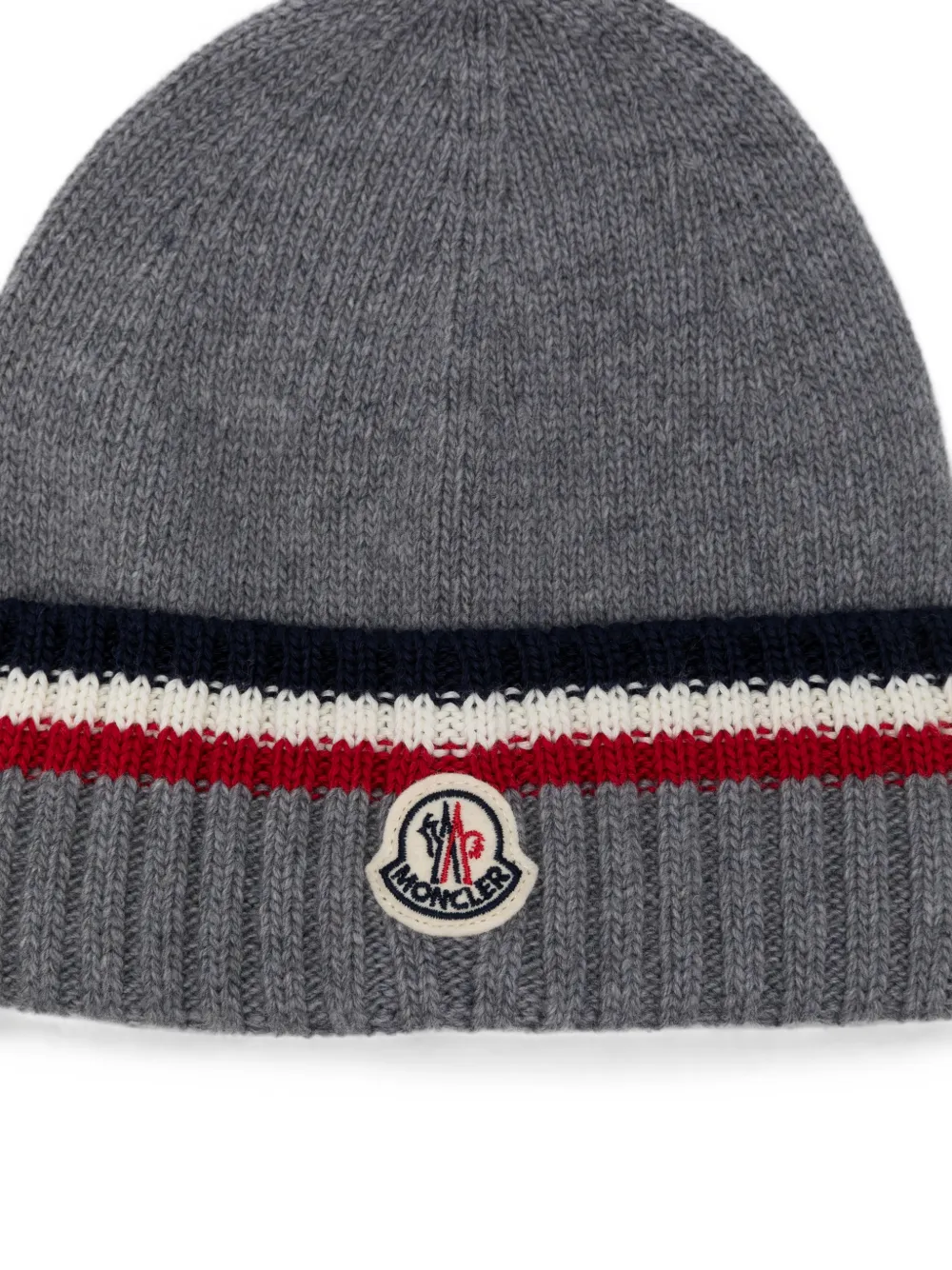 Moncler Enfant Muts met logopatch en streepdetail Grijs