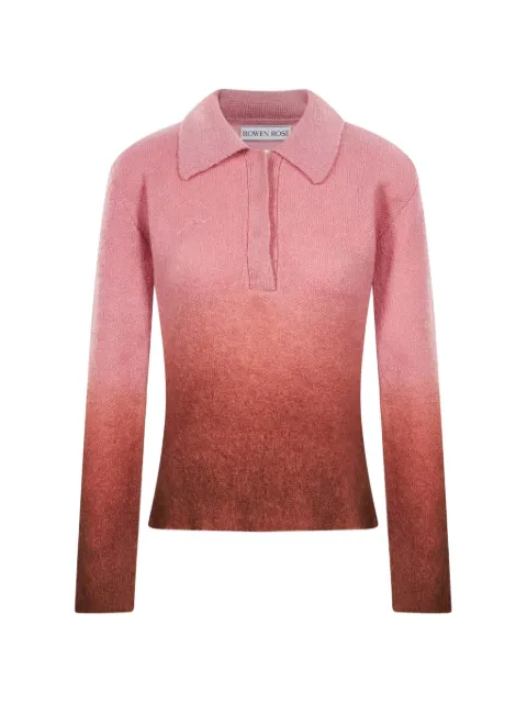 Rowen Rose ombré-effect long sleeve polo shirt