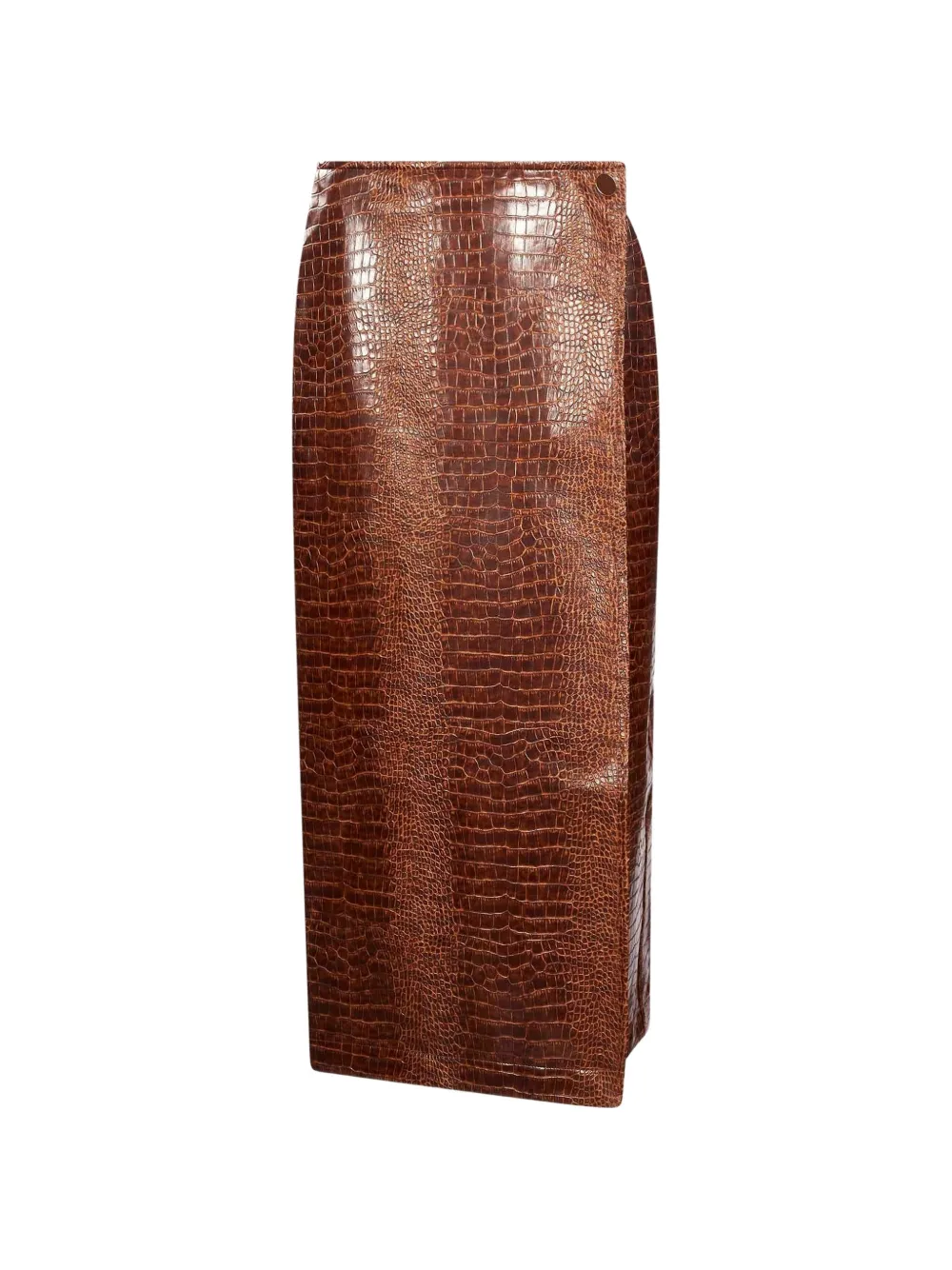 Rowen Rose midi croc-effect wrap skirt