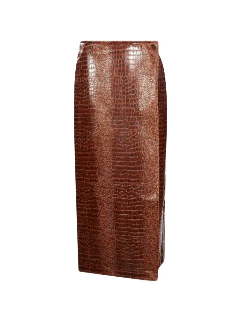 Rowen Rose midi croc-effect wrap skirt
