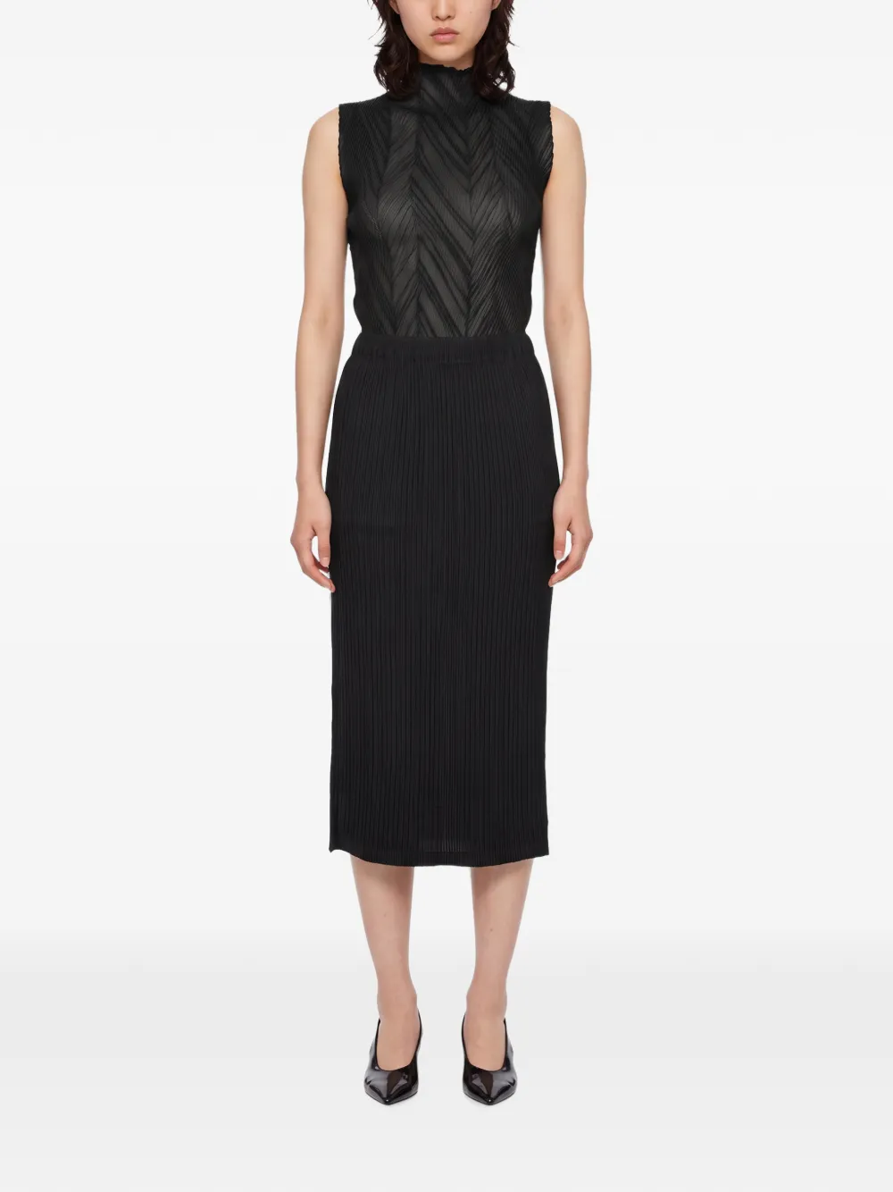 Issey Miyake Midi-plooirok Zwart