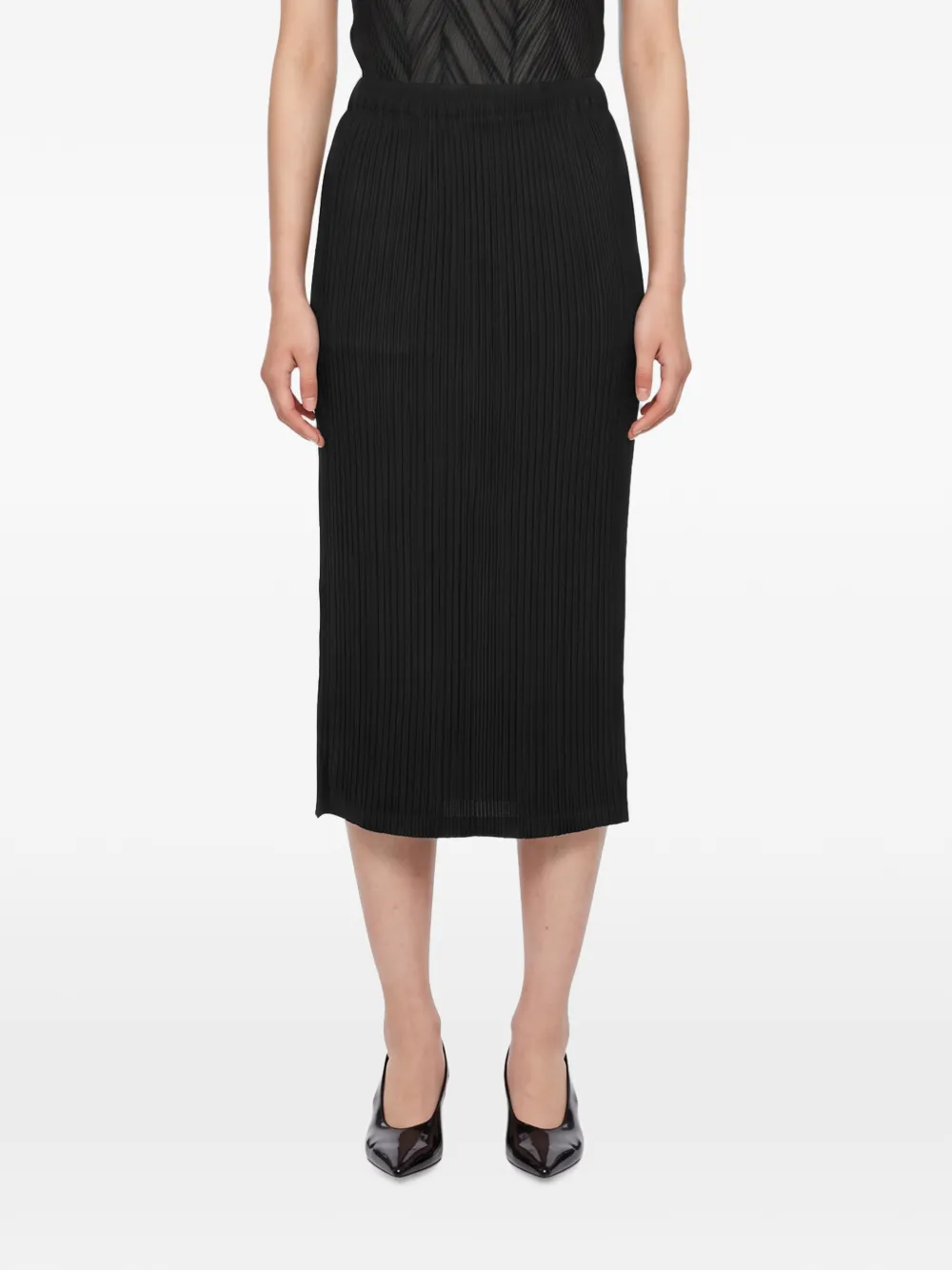 Issey Miyake Midi-plooirok Zwart