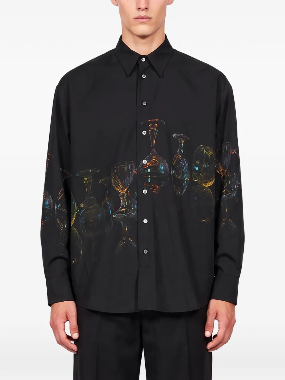 Magliano Overhemd met glazen print en lange mouwen Zwart