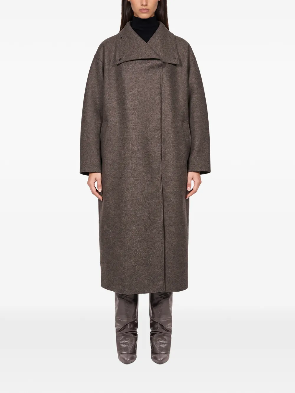 Harris Wharf London Oversized jas met hoge hals Bruin