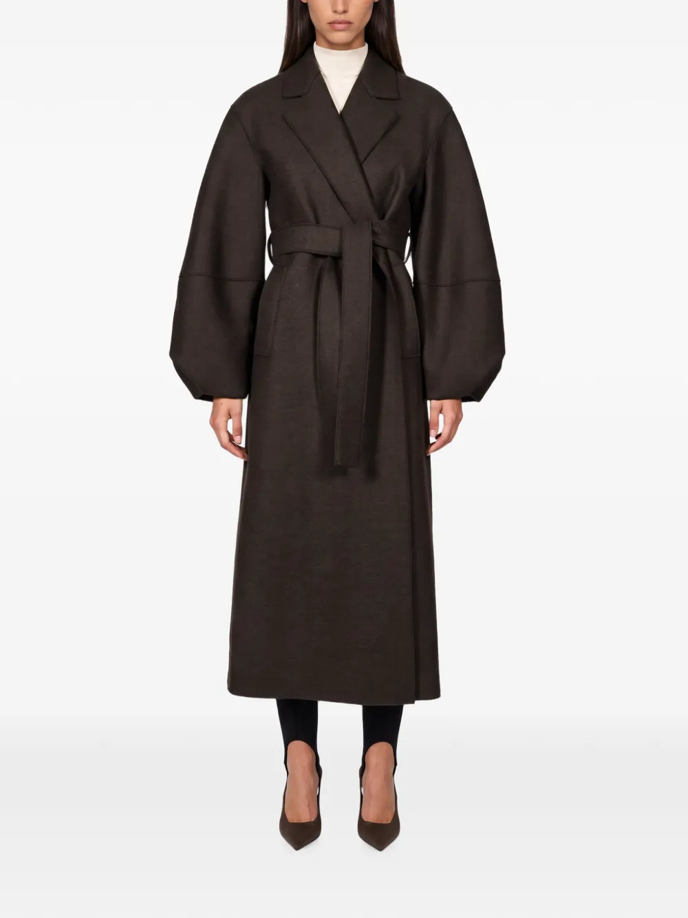 Harris Wharf London Oversized jas met ballonmouwen en ceintuur Bruin