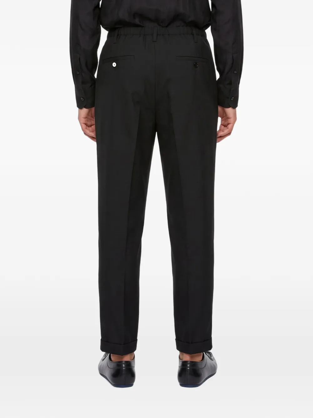 Magliano pleated-detail cuffed-hem straight-leg trousers Zwart